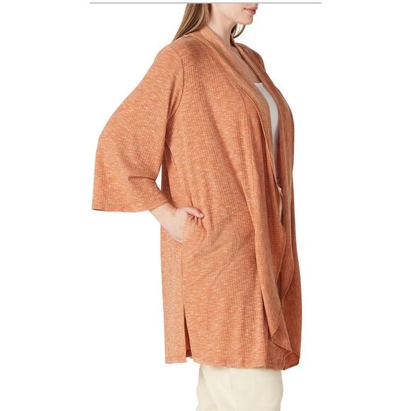 B Collection by Bobeau Orange Ellen Waterfall Ribbed Cardigan XL - Picture 2 of 11